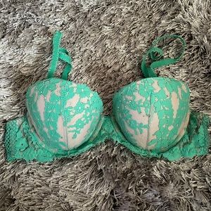 Teal Lace Dream Angels Lined Demi VS Bra